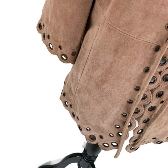 Linea by Louis Dell'Olia S Small Suede Jacket Eyelet Grommet Details Leather - Picture 3 of 8